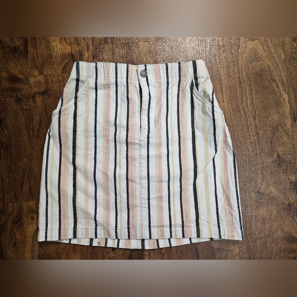 Hollister Ultra High Rise cotton Mini Skirt neutral stripes XS